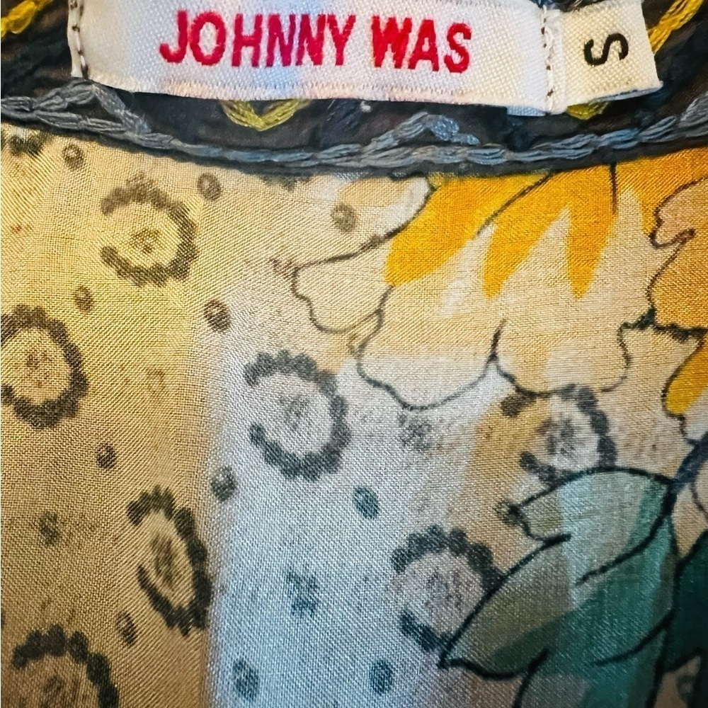 JOHNNY WAS WOMEN’S SILK COLORFUL FLORAL LONG SLEEVE TOP SIZE SMALL - Picture 6 of 10
